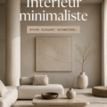 Intérieur moderne et minimaliste avec des couleurs neutres et meubles épurés.