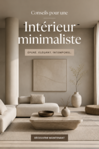 Intérieur moderne et minimaliste avec des couleurs neutres et meubles épurés.
