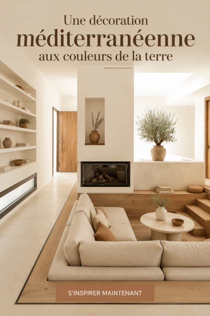 Un intérieur avec une décoration méditerranéenne aux couleurs terre