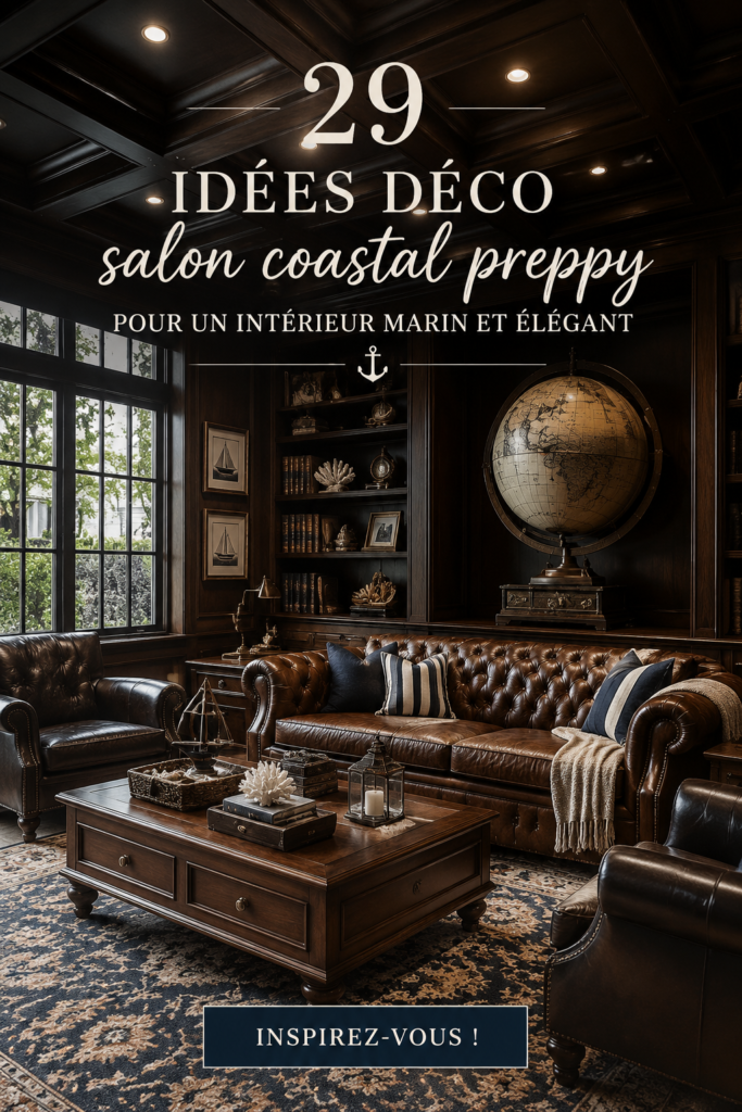 Un salon décoré dans un style côtier avec des accents marins et des couleurs apaisantes