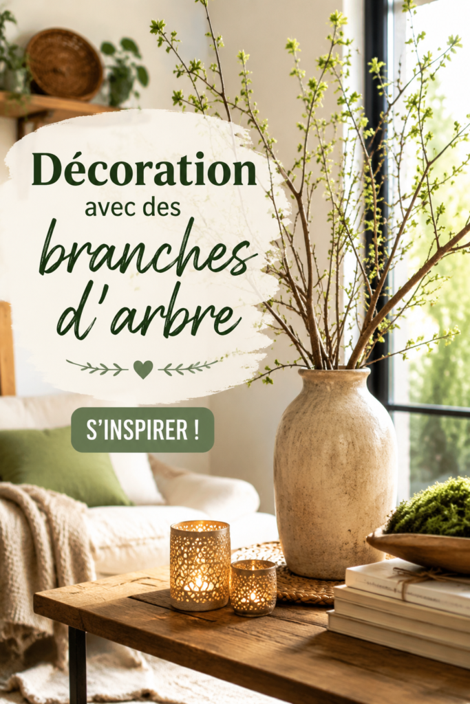 Une belle décoration intérieure mettant en avant des branches d'arbre naturelles.