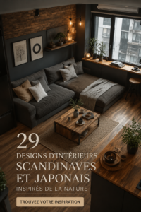 Un salon moderne inspiré de la nature avec des éléments scandinaves et japonais.