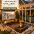 Extension de jardin moderne avec des plantes et un espace de détente