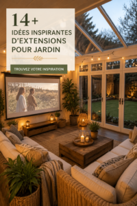 Extension de jardin moderne avec des plantes et un espace de détente