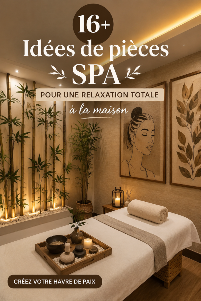 Salle de relaxation moderne avec des éléments de décoration apaisants.