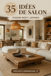 Salon décoré dans le style Japandi alliant esthétique japonaise et scandinave.