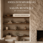 Un salon rustique avec des meubles en bois et des accessoires chaleureux.