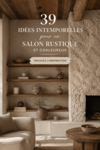 Un salon rustique avec des meubles en bois et des accessoires chaleureux.
