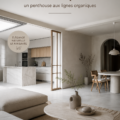 Penthouse minimaliste avec lignes organiques et grande luminosité