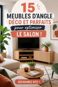 Salon chaleureux avec un meuble d'angle décoratif et fonctionnel