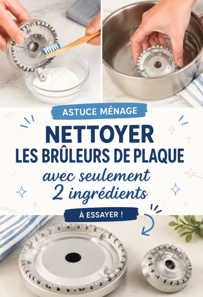 Brûleurs de cuisine propres après nettoyage avec deux ingrédients simples