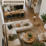 Vue chaleureuse de notre salon décoré pour un espace accueillant