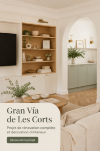 Un intérieur moderne et chaleureux après rénovation.