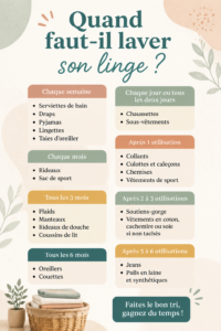 Image d'une femme heureuse en train de plier du linge propre, symbolisant une lessive bien gérée.