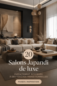 Salon moderne au style Japandi avec touches naturelles