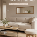 Salon moderne avec une décoration lumineuse et accueillante.