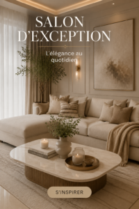 Salon luxueux avec des meubles élégants et une décoration chaleureuse.