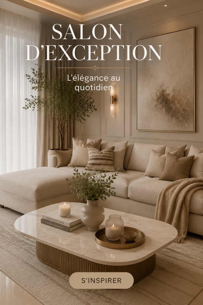 Salon luxueux avec des meubles élégants et une décoration chaleureuse.