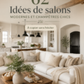 Salon moderne inspiré du style farmhouse avec des couleurs neutres et des éléments de design chaleureux.