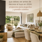 Un salon moderne et chaleureux, idéal pour la décoration intérieure en 2024.