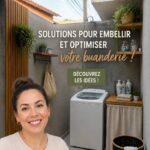 Vue d'une buanderie décorée avec des touches chaleureuses et fonctionnelles.