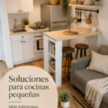 Une petite cuisine moderne et bien aménagée avec des rangements pratiques et des couleurs claires
