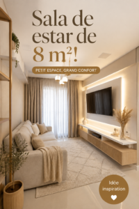 Salon cosy et bien aménagé de 8 m², décoré avec des meubles pratiques et chaleureux.