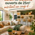 Salon et cuisine ouverts de 25m² bien aménagés avec un style contemporain.