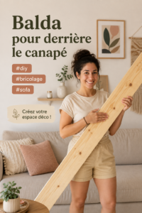 Un banc en bois placé élégamment derrière un canapé dans un salon chaleureux.