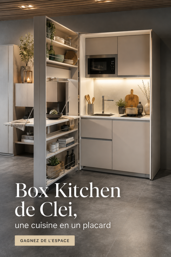 Cuisine moderne Box Kitchen de Clei intégrée dans un placard
