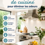 Une cuisine moderne et lumineuse, dépourvue d'odeurs, avec des plantes aromatiques sur le plan de travail.