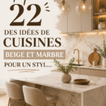 Cuisine moderne avec îlot central en marbre et murs beige