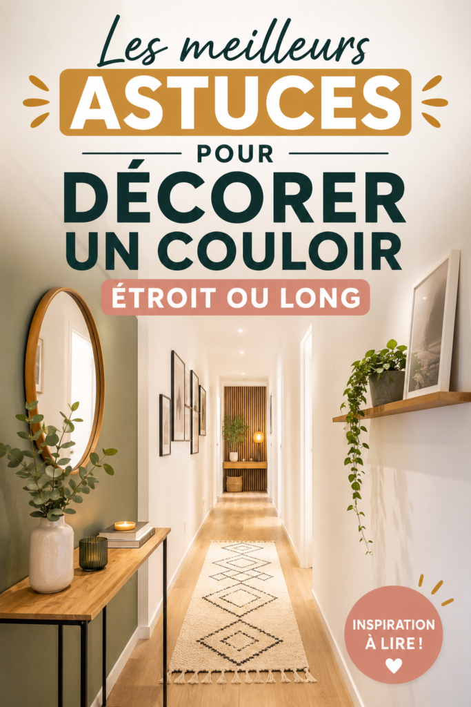 Couloir étroit décoré avec des couleurs claires et des accessoires chaleureux.