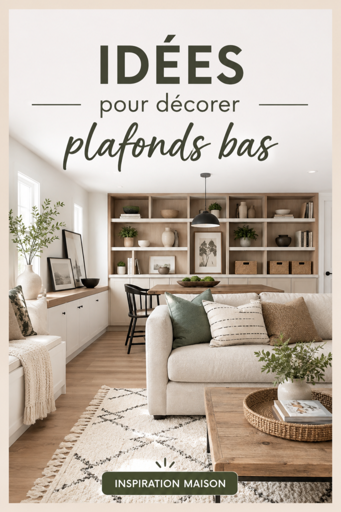 Décoration d'un salon avec plafond bas et éclairage moderne