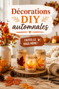 Décorations DIY automnales colorées à l'intérieur d'un salon