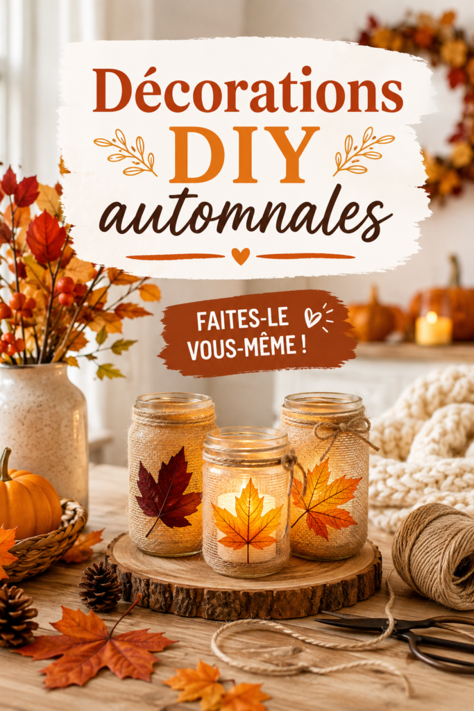 Décorations DIY automnales colorées à l'intérieur d'un salon