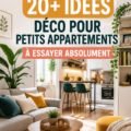 Un salon bien décoré d'un petit appartement avec des meubles pratiques et des couleurs chaleureuses.