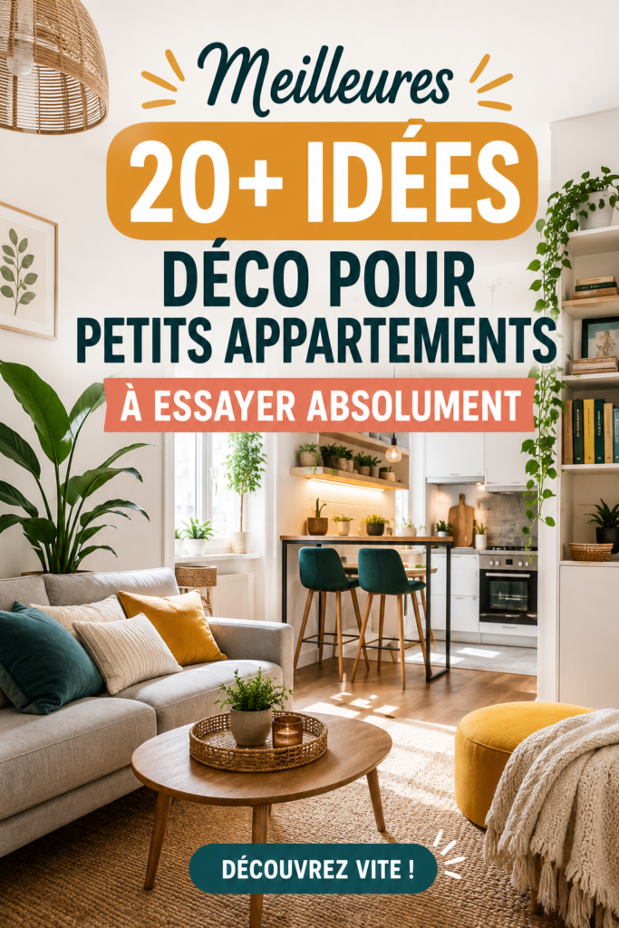 Un salon bien décoré d'un petit appartement avec des meubles pratiques et des couleurs chaleureuses.