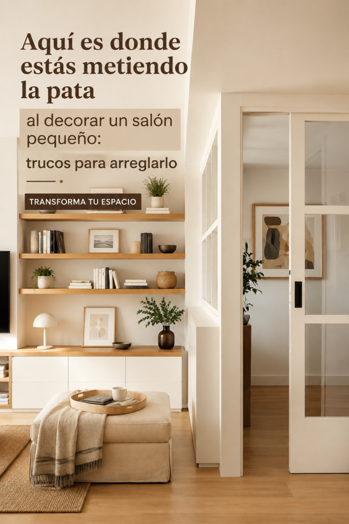 Petit salon décoré avec des couleurs claires et un aménagement minimaliste
