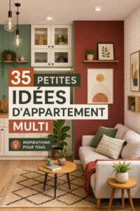 Intérieur chaleureux d'un salon avec des meubles multifonctionnels