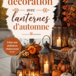 Salon décoré avec des lanternes d'automne créant une ambiance chaleureuse