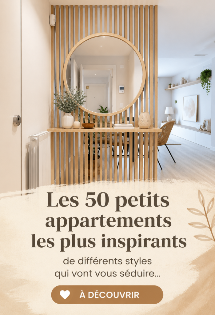 Un petit appartement décoré de manière pratique et chaleureuse, alliant style et fonctionnalité.