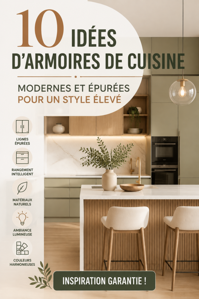 Meubles de cuisine modernes en blanc et bois, agencés avec soin pour un look épuré.