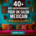 Un salon décoré dans un style mexicain, chaleureux avec des couleurs vives