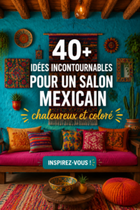 Un salon décoré dans un style mexicain, chaleureux avec des couleurs vives