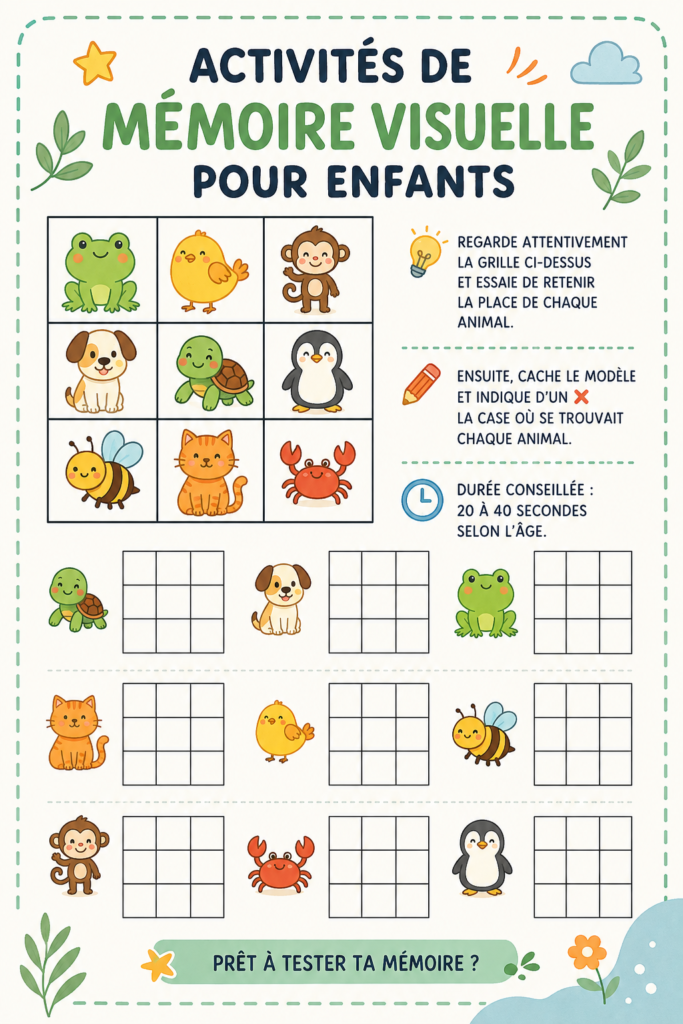 Jeux visuels à imprimer pour enfants sur une table