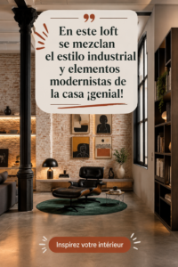 Un salon de loft chic alliant des éléments industriels et modernes, baigné de lumière naturelle.