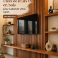 Un élégant mur TV en bois dans un salon moderne, apportant chaleur et style à l'espace.