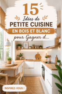 Une petite cuisine stylish en bois et blanc avec des rangements optimisés.