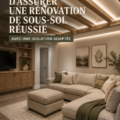 Une vue d'un sous-sol rénové et bien isolé, décoré avec goût.